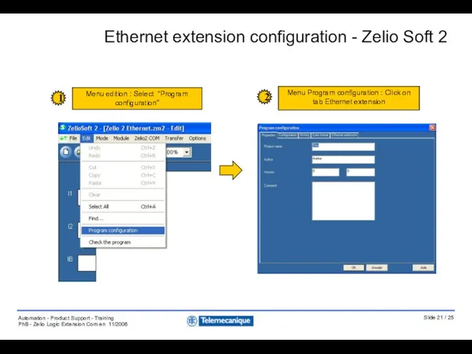 Ethernet extension configuration - Zelio Soft 2 Menu edition : Select