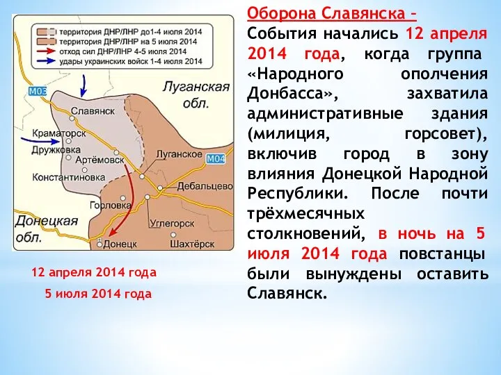 12 апреля 2014 года 5 июля 2014 года Оборона Славянска –