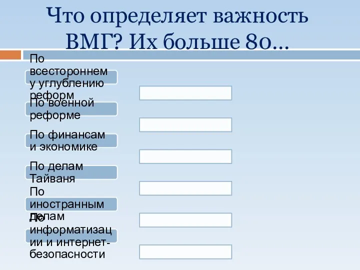 Что определяет важность ВМГ? Их больше 80… По всестороннему углублению реформ