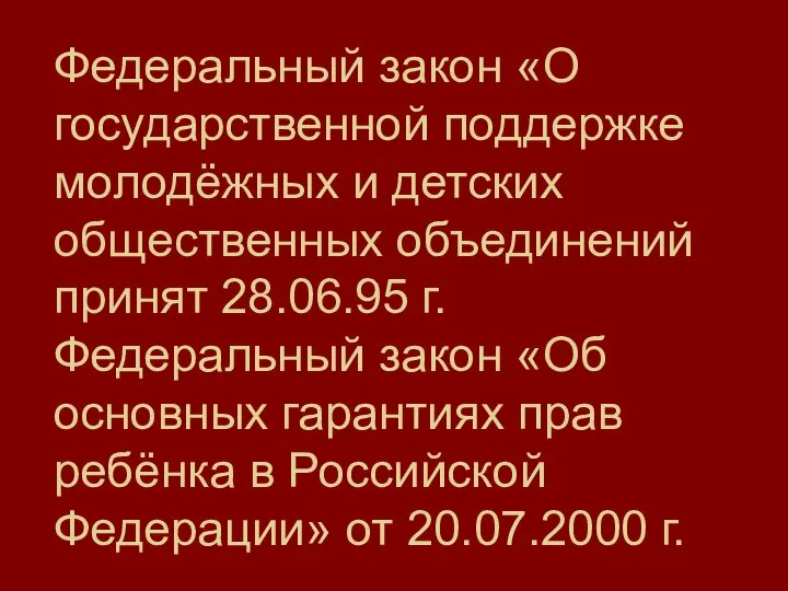 Федеральный закон «О государственной поддержке молодёжных и детских общественных объединений принят