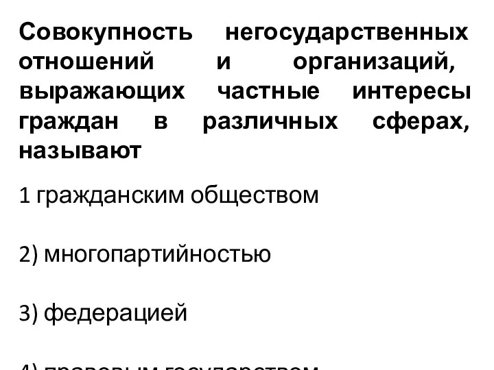 Совокупность негосударственных отношений и организаций, выражающих частные интересы граждан в различных