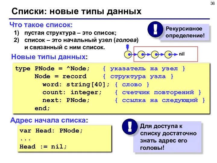 Что такое список: пустая структура – это список; список – это