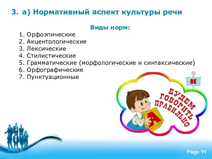 3. а) Нормативный аспект культуры речи Виды норм: Орфоэпические Акцентологические Лексические