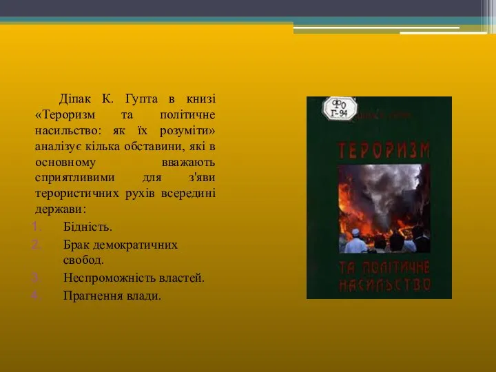 Діпак К. Гупта в книзі «Тероризм та політичне насильство: як їх