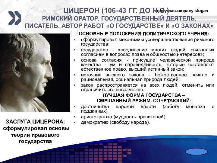 ЦИЦЕРОН (106-43 ГГ. ДО Н.Э.) – РИМСКИЙ ОРАТОР, ГОСУДАРСТВЕННЫЙ ДЕЯТЕЛЬ, ПИСАТЕЛЬ.