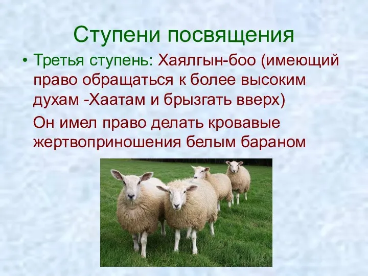 Ступени посвящения Третья ступень: Хаялгын-боо (имеющий право обращаться к более высоким