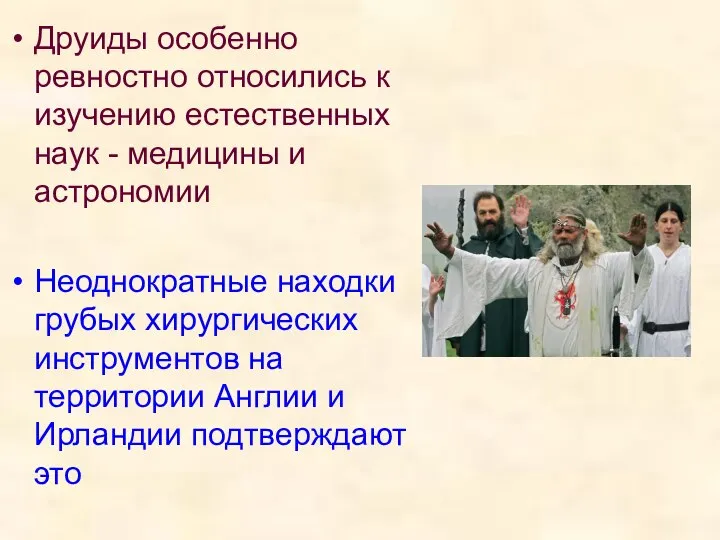 Друиды особенно ревностно относились к изучению естественных наук - медицины и