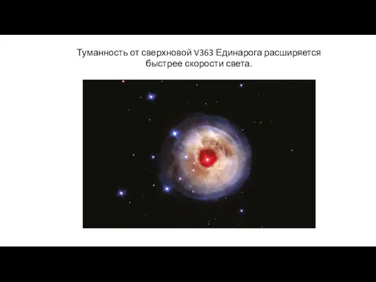 Туманность от сверхновой V363 Единарога расширяется быстрее скорости света.