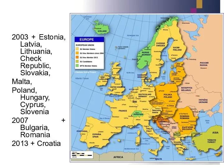 2003 + Estonia, Latvia, Lithuania, Check Republic, Slovakia, Malta, Poland, Hungary,