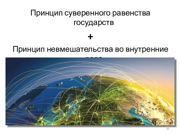 Принцип суверенного равенства государств + Принцип невмешательства во внутренние дела