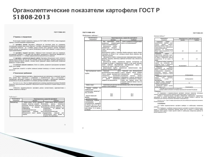 Органолептические показатели картофеля ГОСТ Р 51808-2013