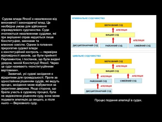 Процес подання апеляції в судах. Судова влада Японії є незалежною від