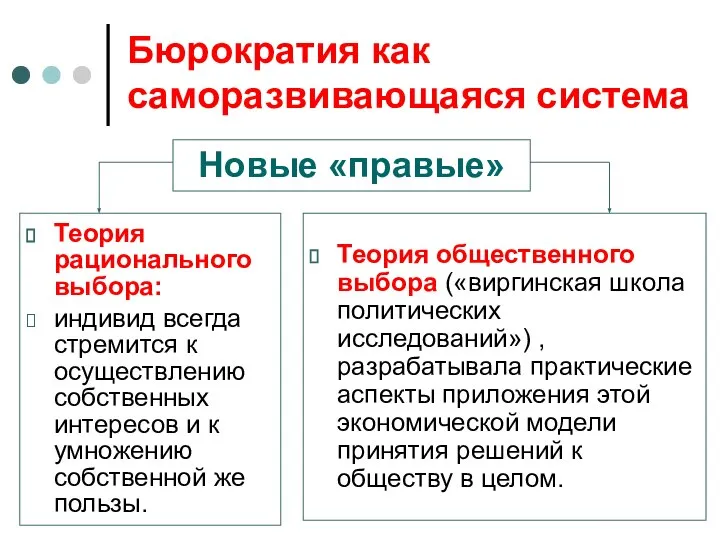 Бюрократия как саморазвивающаяся система Теория рационального выбора: индивид всегда стремится к