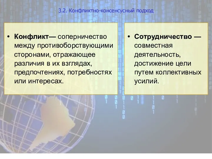 3.2. Конфликтно-консенсусный подход Сотрудничество — совместная деятельность, достижение цели путем коллективных