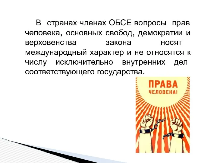 В странах-членах ОБСЕ вопросы прав человека, основных свобод, демократии и верховенства