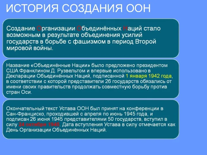 ИСТОРИЯ СОЗДАНИЯ ООН