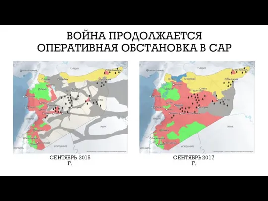 ВОЙНА ПРОДОЛЖАЕТСЯ ОПЕРАТИВНАЯ ОБСТАНОВКА В САР СЕНТЯБРЬ 2015 Г. СЕНТЯБРЬ 2017 Г.