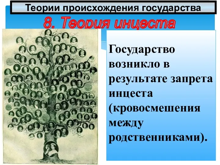 3.Теории происхождения государства. 8. Теория инцеста - Теории происхождения государства Государство