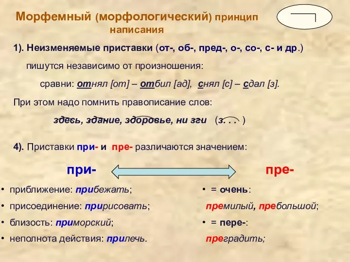 1). Неизменяемые приставки (от-, об-, пред-, о-, со-, с- и др.)