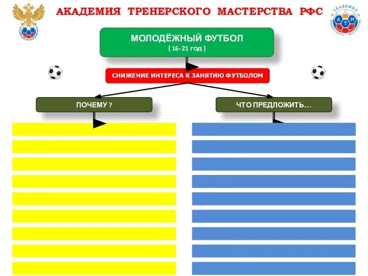 СНИЖЕНИЕ ИНТЕРЕСА К ЗАНЯТИЮ ФУТБОЛОМ АКАДЕМИЯ ТРЕНЕРСКОГО МАСТЕРСТВА РФС МОЛОДЁЖНЫЙ ФУТБОЛ