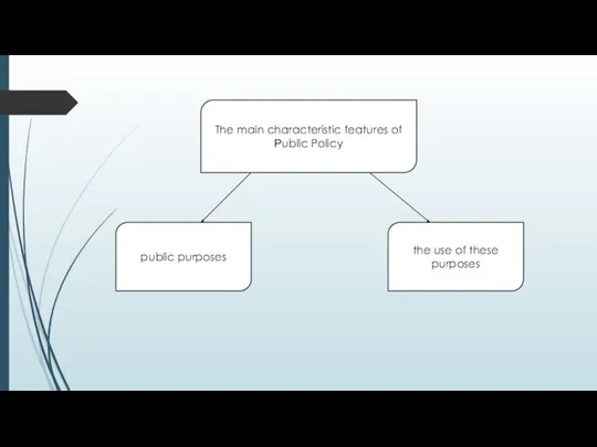 The main characteristic features of Public Policy public purposes the use of these purposes