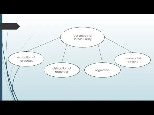 four sectors of Public Policy extraction of resources ceremonial actions distribution of resources regulation