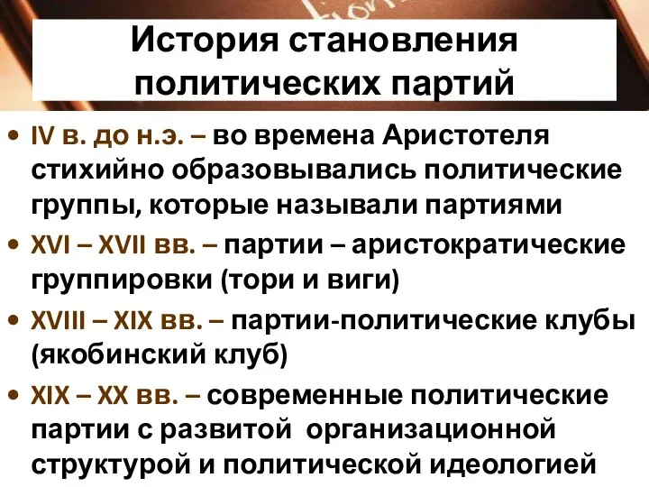 История становления политических партий IV в. до н.э. – во времена