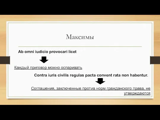 Максимы Каждый приговор можно оспаривать Ab omni iudicio provocari licet Соглашения,