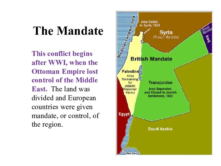 This conflict begins after WWI, when the Ottoman Empire lost control