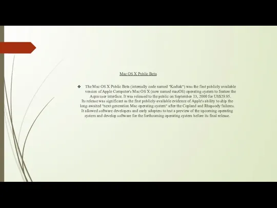 Mac OS X Public Beta The Mac OS X Public Beta