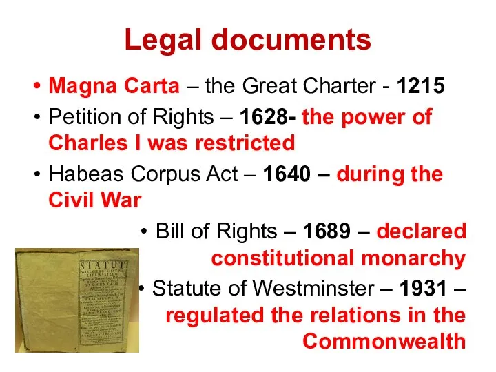 Legal documents Magna Carta – the Great Charter - 1215 Petition
