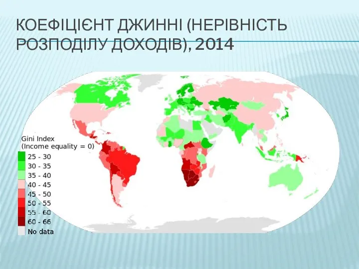 КОЕФІЦІЄНТ ДЖИННІ (НЕРІВНІСТЬ РОЗПОДІЛУ ДОХОДІВ), 2014