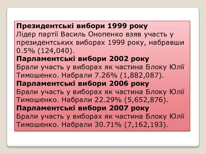 Президентські вибори 1999 року Лідер партії Василь Онопенко взяв участь у