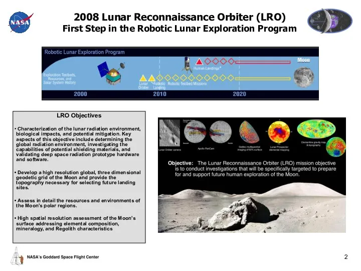 2008 Lunar Reconnaissance Orbiter (LRO) First Step in the Robotic Lunar