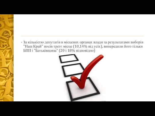 За кількістю депутатів в місцевих органах влади за результатами виборів "Наш