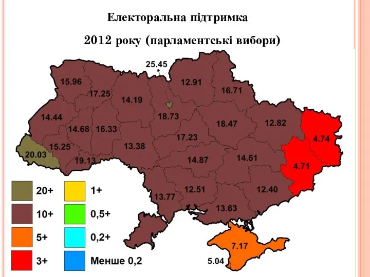 Електоральна підтримка 2012 року (парламентські вибори)