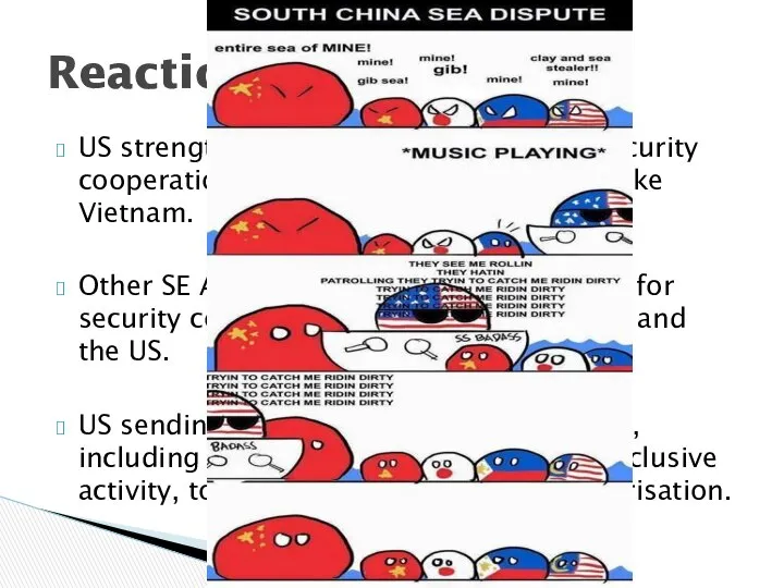 US strengthening ties with ASEAN, and security cooperation with countries in