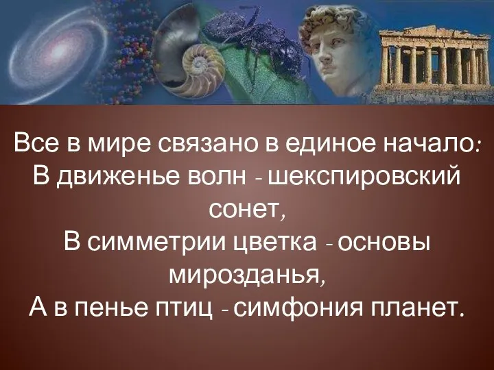 Все в мире связано в единое начало: В движенье волн -