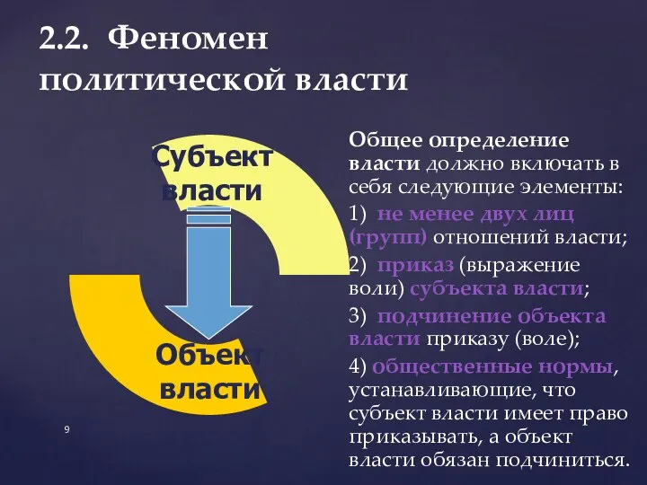 2.2. Феномен политической власти Общее определение власти должно включать в себя