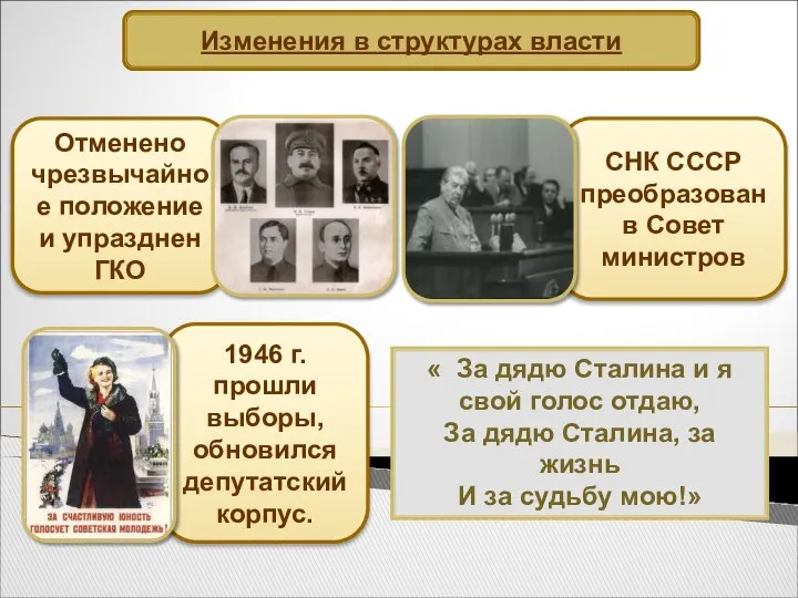 Изменения в структурах власти « За дядю Сталина и я свой