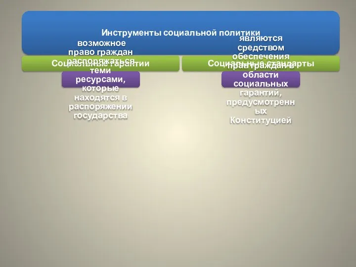 Инструменты социальной политики Социальные гарантии возможное право граждан распоряжаться теми ресурсами,