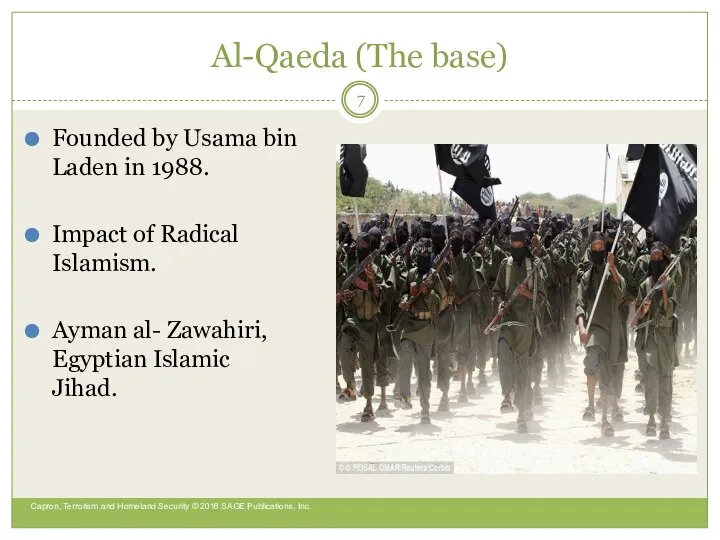 Al-Qaeda (The base) Founded by Usama bin Laden in 1988. Impact