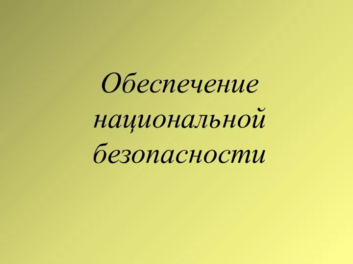 Обеспечение национальной безопасности