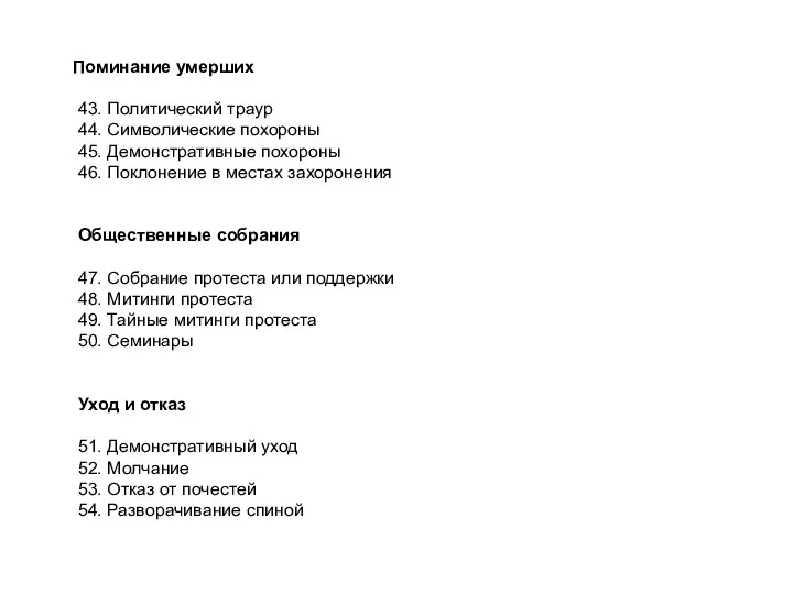 Поминание умерших 43. Политический траур 44. Символические похороны 45. Демонстративные похороны