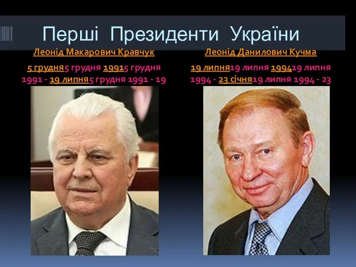 Перші Президенти України Леонід Макарович Кравчук 5 грудня5 грудня 19915 грудня