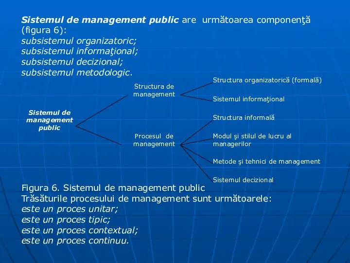 Sistemul de management public are următoarea componenţă (figura 6): subsistemul organizatoric;