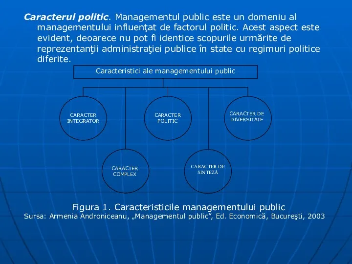 Caracterul politic. Managementul public este un domeniu al managementului influenţat de