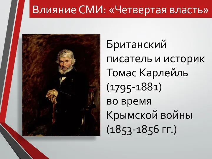 Влияние СМИ: «Четвертая власть» Британский писатель и историк Томас Карлейль (1795-1881)