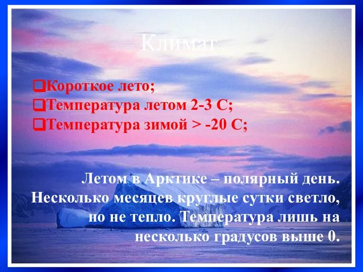 Летом в Арктике – полярный день. Несколько месяцев круглые сутки светло,