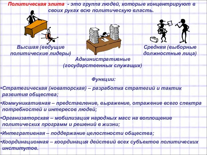 Политическая элита - это группа людей, которые концентрируют в своих руках